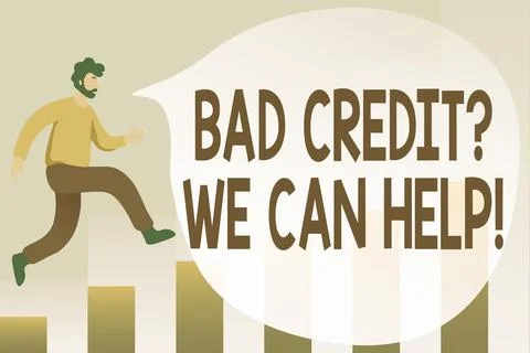 Conceptual caption Bad Creditquestion We Can Help. Internet Concept offerr help 库存插图