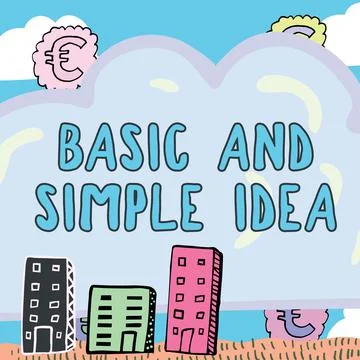 Conceptual caption Basic And Simple Idea. Business approach Plain Mental Images Stock Illustration