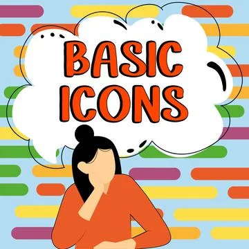 Conceptual caption Basic Icons. Business concept pictogram or ideogram displayed Stock Illustration