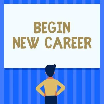 Conceptual caption Begin New Career. Concept meaning occupational or Stock Illustration