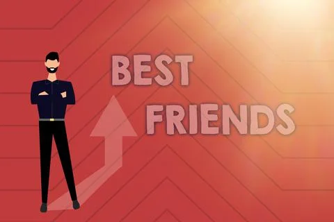 Conceptual caption Best Friends. Concept meaning A person you value above other Ilustração Stock