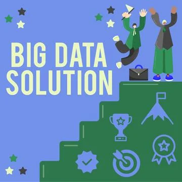 Conceptual caption Big Data Solution. Business overview Extracting value from Stock Illustration