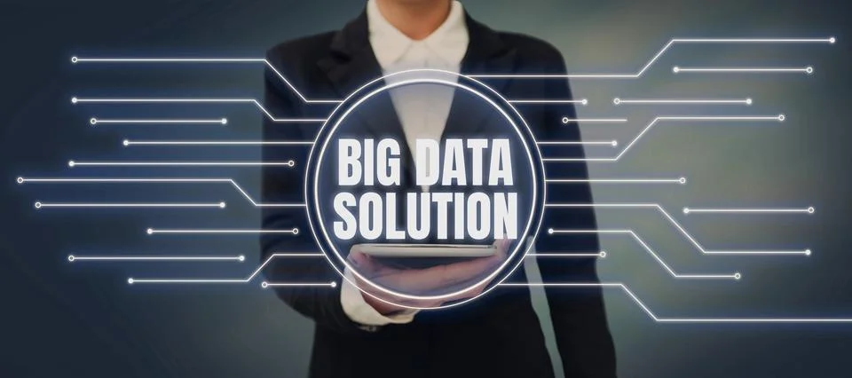 Conceptual caption Big Data Solution. Word for Extracting value from huge Stock Photos