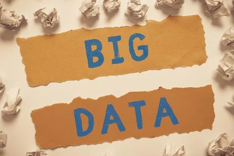 Conceptual caption Big Data. Word Written on sets that so complex that Stock Photos