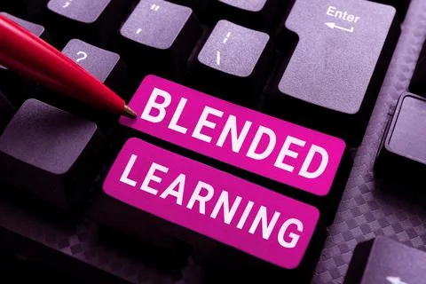 Conceptual caption Blended Learning. Word for frequency at which showing see Stock Photos