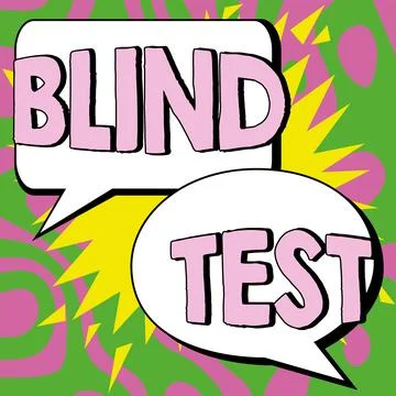 Conceptual caption Blind Test. Internet Concept Social engagement with a person Stock Illustration