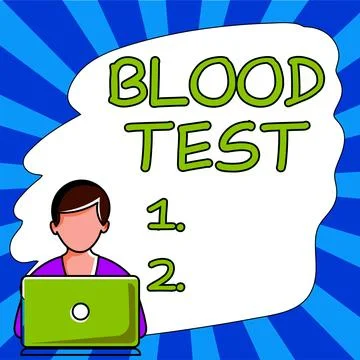 Conceptual caption Blood Test. Word Written on Extracted blood sample from an 스톡 일러스트