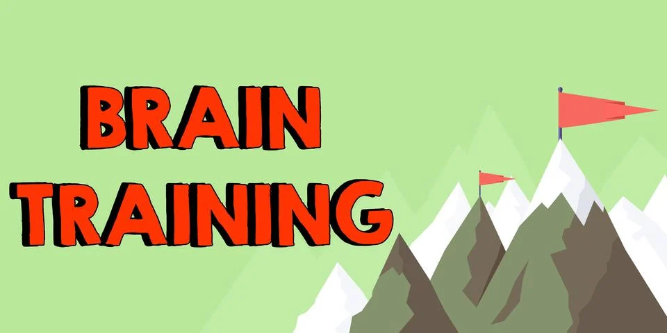 Conceptual caption Brain Training. Word for mental activities to maintain or Stock Illustration