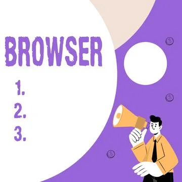 Conceptual caption Browser. Word Written on Computer program Graphical user Stock Illustration