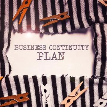 Conceptual caption Business Continuity Plan. Business overview creating systems Foto stock