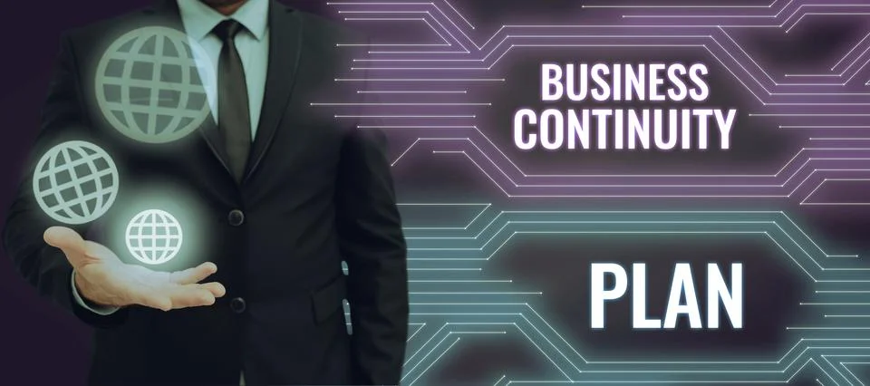 Conceptual caption Business Continuity Plan. Business overview creating systems Foto stock