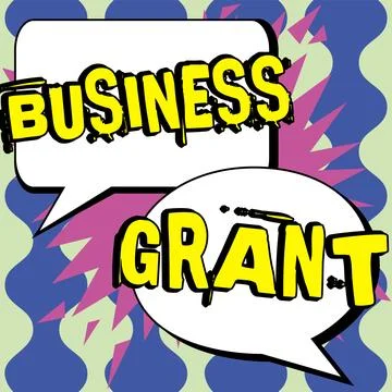 Conceptual caption Business Grant. Concept meaning Working strategies accomplish Stock Illustration