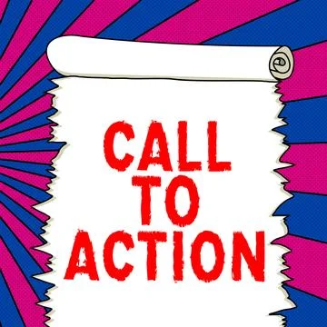 Conceptual caption Call To Action. Concept meaning Encourage Decision Move to Illustrazione stock