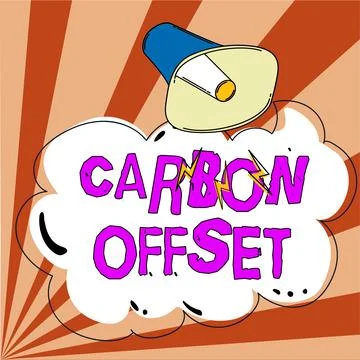 Conceptual caption Carbon Offset. Business idea Reduction in emissions of carbon Illustrazione stock