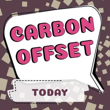 Conceptual caption Carbon Offset. Internet Concept Reduction in emissions of Illustrazione stock