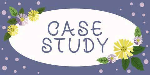 Conceptual caption Case Study. Business overview A subject matter to be Illustrazione stock