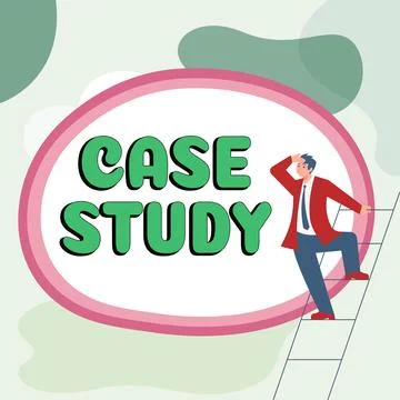 Conceptual caption Case Study. Word Written on A subject matter to be discussed Illustrazione stock