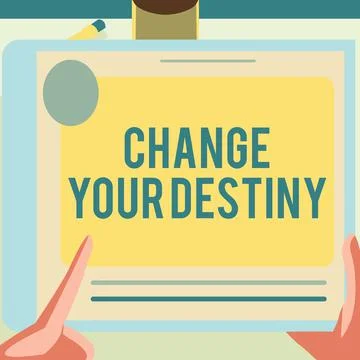 Conceptual caption Change Your Destiny. Business overview choosing the right Stock Illustration