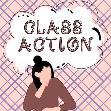 Conceptual caption Class Action. Business idea lawsuit filed by small group 库存插图