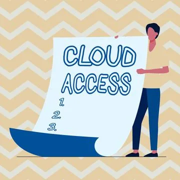 Conceptual caption Cloud Access. Word for Software tool between the organization Stock Illustration