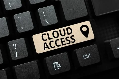 Conceptual caption Cloud Access. Word for Software tool between the organization Stock Photos