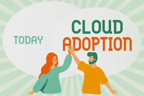 Conceptual caption Cloud Adoption. Conceptual photo strategic move by イラスト素材