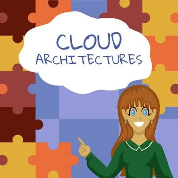 Conceptual caption Cloud ArchitecturesVarious Engineered Databases Softwares Illustrazione stock