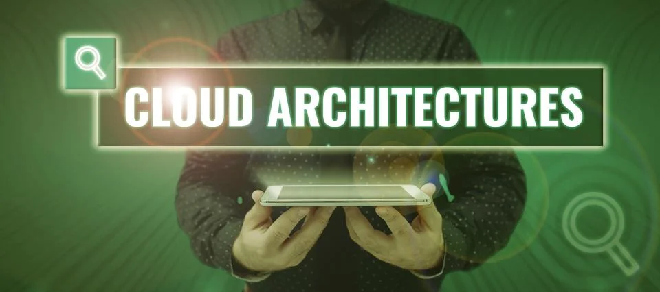 Conceptual caption Cloud ArchitecturesVarious Engineered Databases Softwares Foto stock