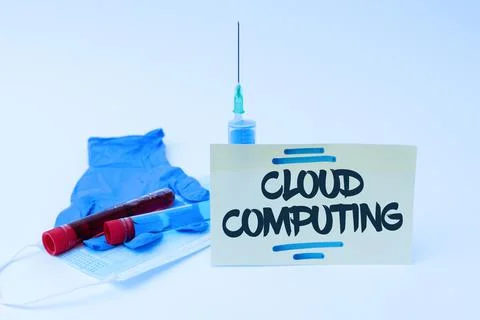 Conceptual caption Cloud Computing. Business showcase use a network of remote Stock Photos
