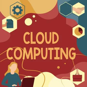Conceptual caption Cloud Computing. Word for use a network of remote servers Stock Illustration