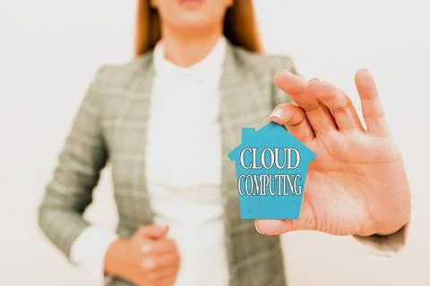 Conceptual caption Cloud Computing. Word Written on use a network of remote Stock Photos