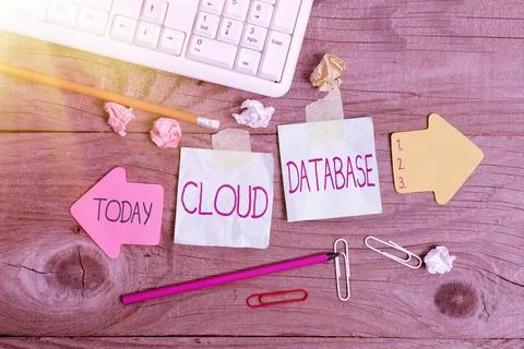 Conceptual caption Cloud Database. Business idea optimized or built for a Stock Photos