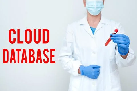 Conceptual caption Cloud Database. Business idea optimized or built for a Stock Photos