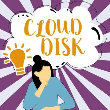 Conceptual caption Cloud Disk. Business idea web base service that provides Illustrazione stock