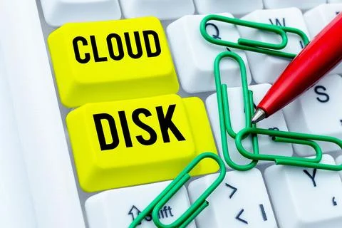 Conceptual caption Cloud Disk. Business showcase web base service that provides Foto stock