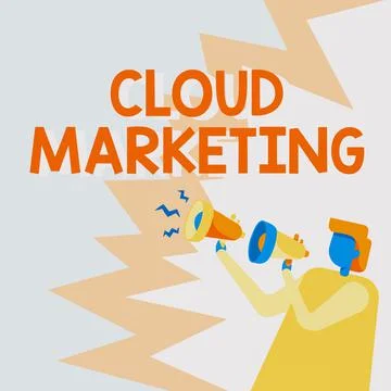 Conceptual caption Cloud Marketing. Concept meaning The process of an Stock Illustration