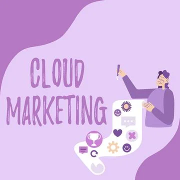 Conceptual caption Cloud Marketing. Word Written on The process of an Stock Illustration