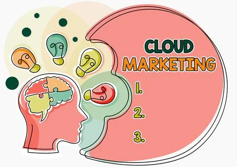 Conceptual caption Cloud MarketingThe process of an organisation to market their Stock Illustration