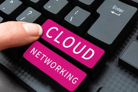 Conceptual caption Cloud Networking. Concept meaning application of engineering Stock Photos