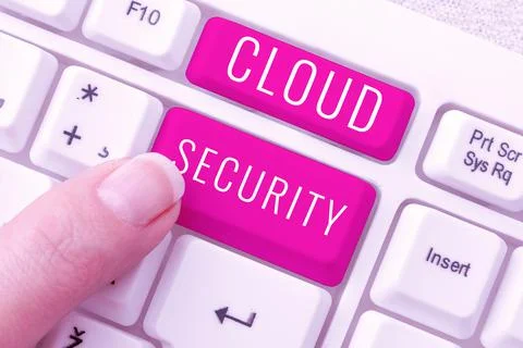 Conceptual caption Cloud Security. Internet Concept Imposing a secured system of Stock Photos