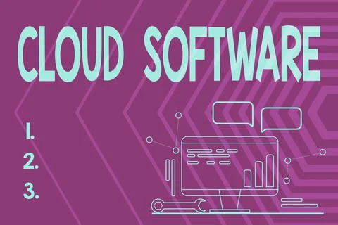 Conceptual caption Cloud Software. Business approach Programs used in Storing 库存插图