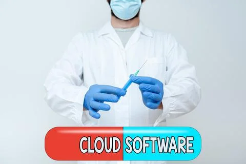 Conceptual caption Cloud Software. Business approach Programs used in Storing 스톡 사진