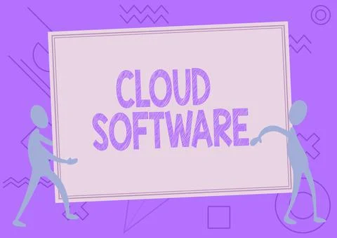 Conceptual caption Cloud Software. Concept meaning Programs used in Storing Illustrazione stock