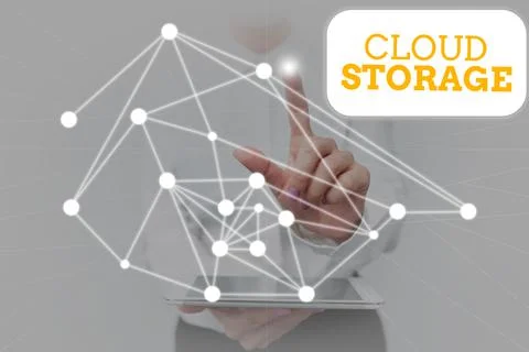 Conceptual caption Cloud Storage. Concept meaning computing connect devices to 스톡 사진