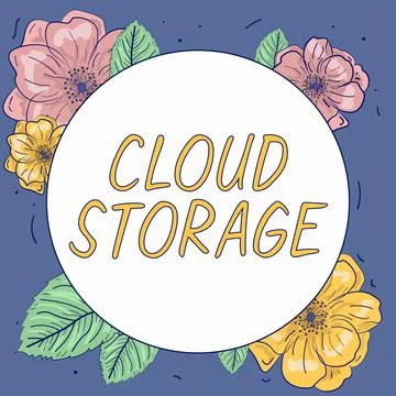 Conceptual caption Cloud Storage. Internet Concept computing connect devices to Stock Illustration