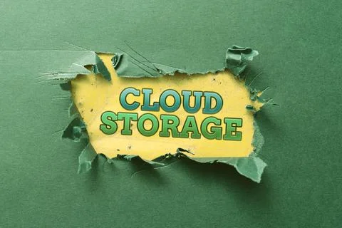 Conceptual caption Cloud Storage. Word for computing connect devices to cloud Stock Photos