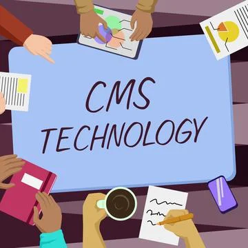Conceptual caption Cms Technology. Concept meaning programs that are used to Stock Illustration