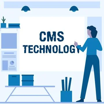 Conceptual caption Cms Technology. Word for programs that are used to create and Stock Illustration