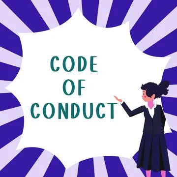Conceptual caption Code Of Conduct. Business idea Ethics rules moral codes Illustrazione stock