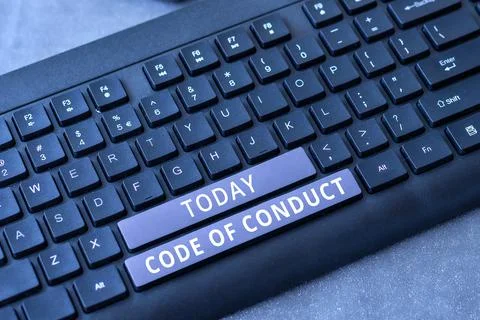 Conceptual caption Code Of Conduct. Business concept Ethics rules moral codes 写真素材